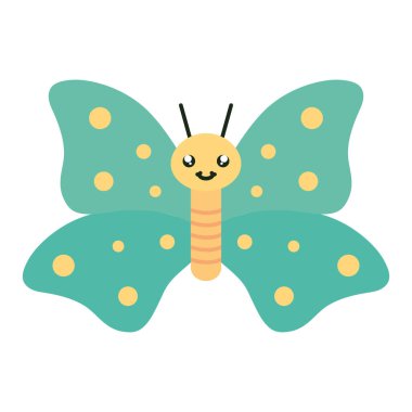 Şirin kelebek böceği Kawaii karakteri