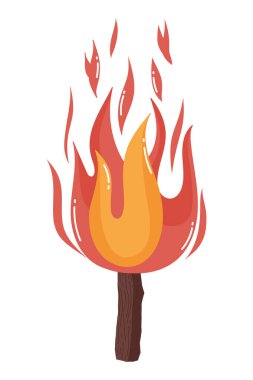 İzole kamp ateş vektör tasarımı