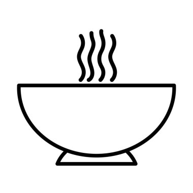 hot soup bowl food on white background thick line