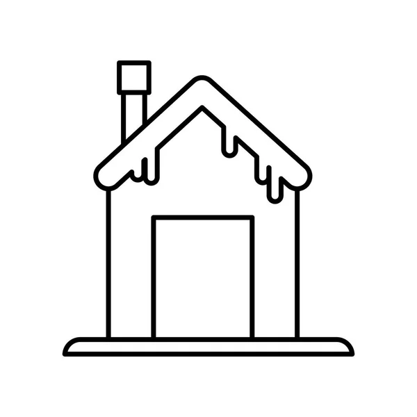 House with chimney and snow design thick line — Vector de stock