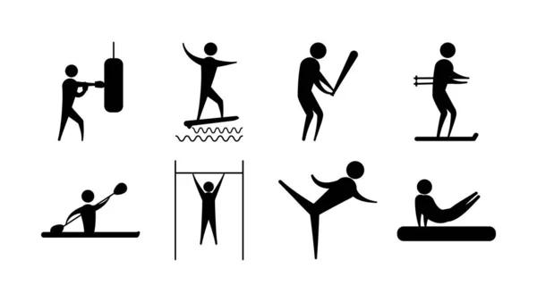 Silhouette people sport different activity icons set — Vector de stock