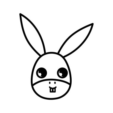 donkey head animal cartoon icon on white background thick line