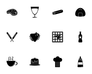 fast food menü simgeleri silueti ayarlayın