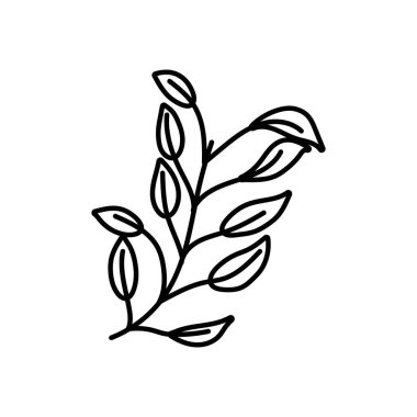 decorative nature foliage leaves branch icon thick line