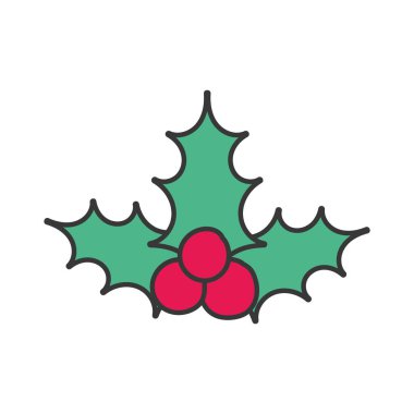merry christmas celebration holly berry leaves decoration