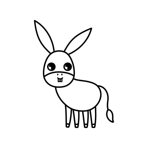 Donkey animal cartoon icon on white background thick line — Archivo Imágenes Vectoriales