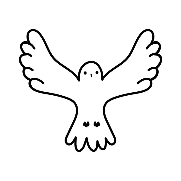 Bird pigeon open wings white background thick line — стоковый вектор