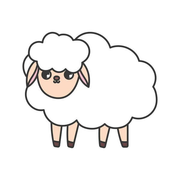 Sheep animal cartoon on white background — Stok Vektör