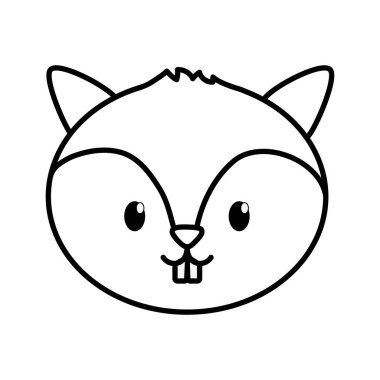 Beyaz arka planda şirin bir sincap kafası var.