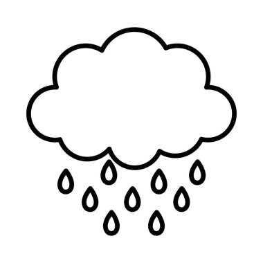 Fırtına bulutu yağmur damlaları hava tasarım simgesi kalın çizgi