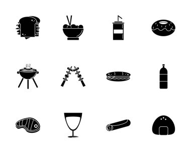 fast food menü simgeleri silueti ayarlayın