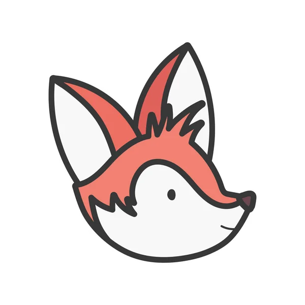 Dessin animé tête de renard mignon sur fond blanc — Image vectorielle