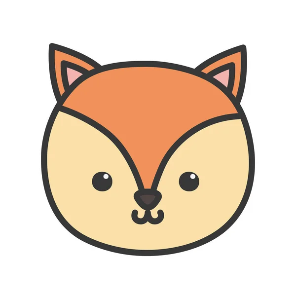 Słodkie mało lis twarz zwierzę kreskówka — Wektor stockowy