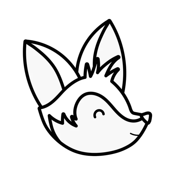 Cute fox head on white background thick line —  Vetores de Stock