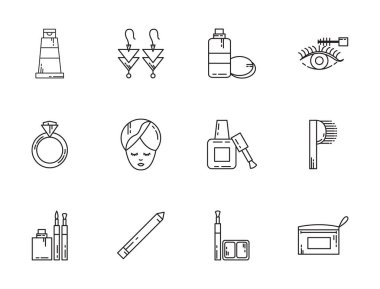 makyaj kozmetik mücevher kadınsı şeyler simgeler çizgi biçimi belirler
