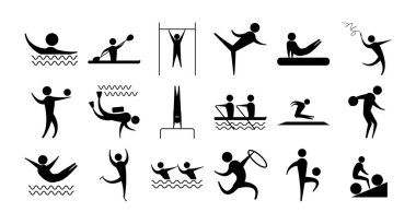 Siluet insanlar farklı etkinlik simgeleri seti spor