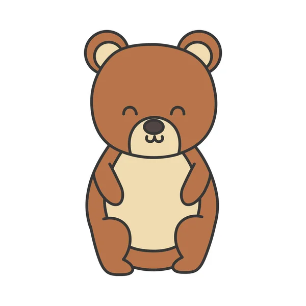 하얀 배경에 앉아 있는 귀여운 곰 장난감 — 스톡 벡터