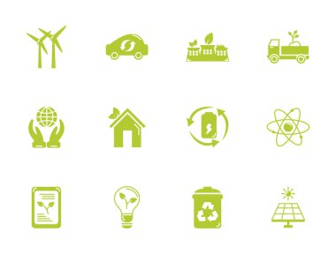 yeşil enerji çevre simgeleri düz biçim belirledi