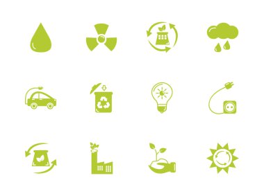 yeşil enerji çevre simgeleri düz biçim belirledi