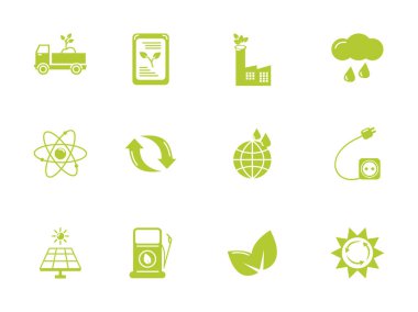 yeşil enerji çevre simgeleri düz biçim belirledi