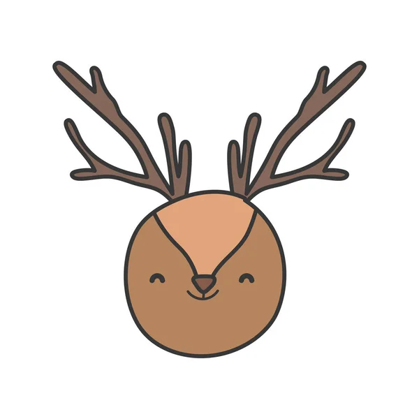 Cute reindeer head cartoon animal - Stok Vektor