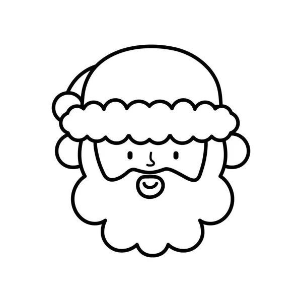 Schattig santa claus gezicht karakter gelukkig kerst dikke lijn — Stockvector