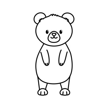 Ayı beyaz arka planda ayakta duruyor kalın çizgi