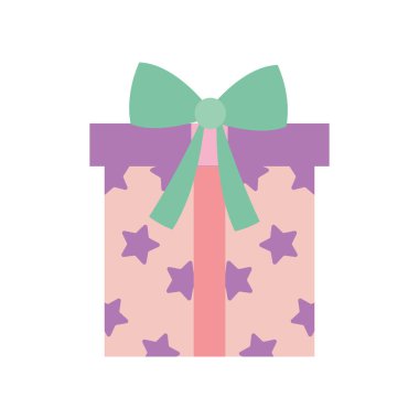 merry christmas celebration wrapped gift box with stars