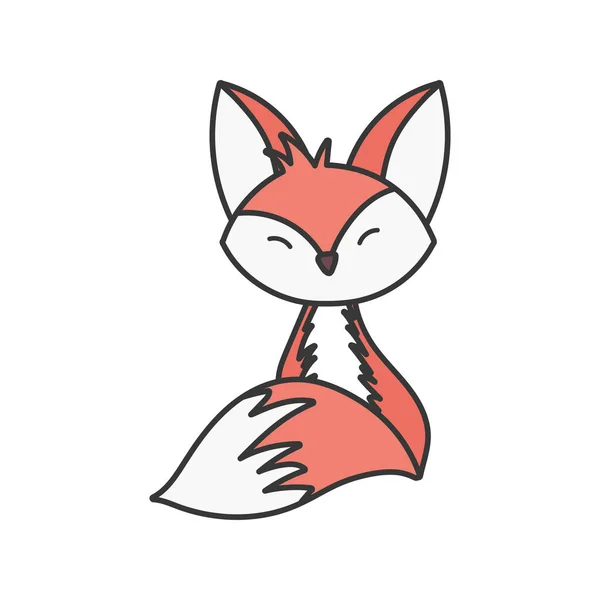 Cute fox sitting cartoon animal on white background - Stok Vektor