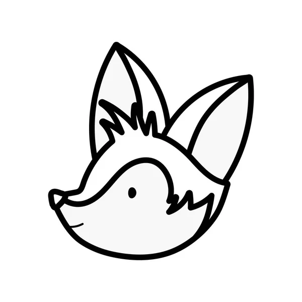 Cute fox head on white background thick line — 스톡 벡터