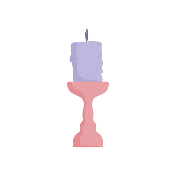 Burning candle chandelier decoration icon — Vetor de Stock