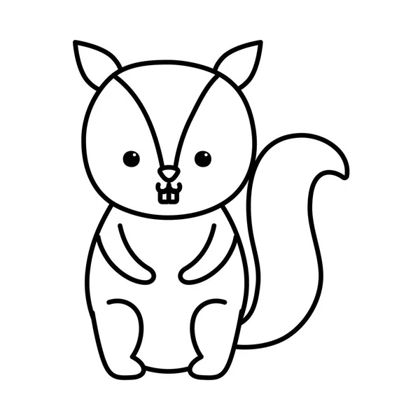 Roztomilý malý veverka zvíře karikatura tlustá čára — Stockový vektor