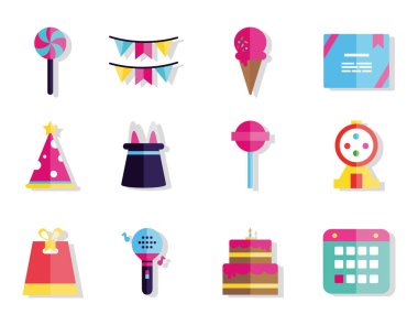 Mutlu yıllar dekor simgeleri seti