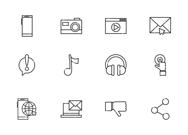 SNSのアイコンがラインスタイルを設定 — ストックベクタ