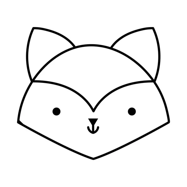 Little fox head animal cartoon icon thick line — Stock Vector