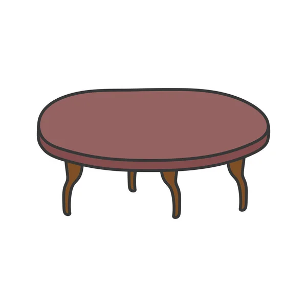 Kahverengi yuvarlak masa mobilyası simgesi — Stok Vektör