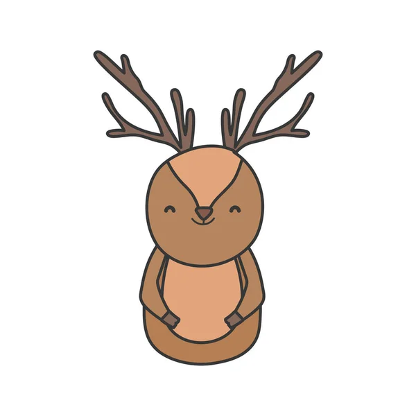 Cute reindeer cartoon character animal — Stock Vector