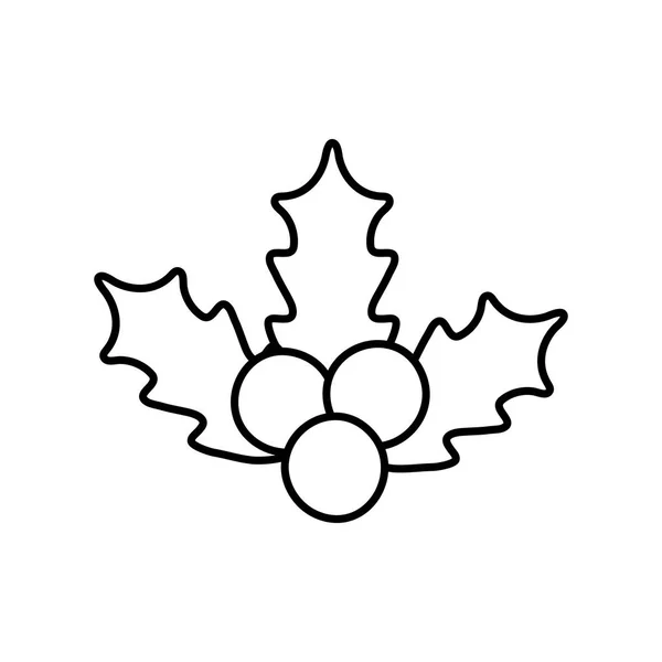 Agrifoglio bacca foglie chirstmas decorazione icona spessa linea — Vettoriale Stock