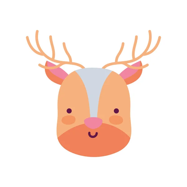 Merry christmas celebration cute reindeer head animal — Stock Vector