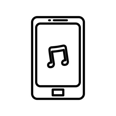 smartphone music note icon on white background thick line