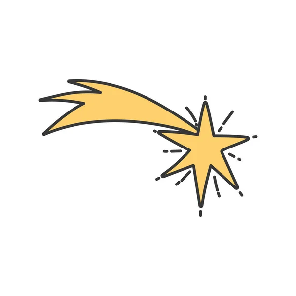 Gold shooting star bright ornament icon — Image vectorielle