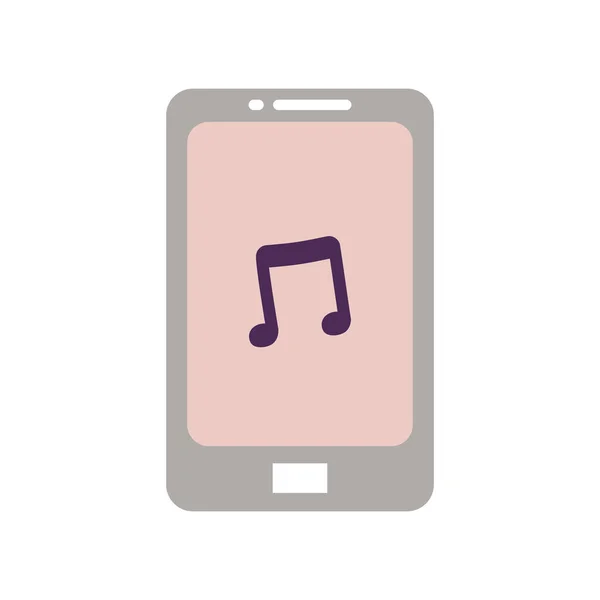 Smartphone music note icon on white background — Vettoriale Stock
