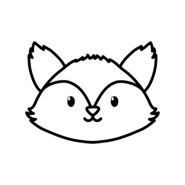 cute fox head on white background thick line