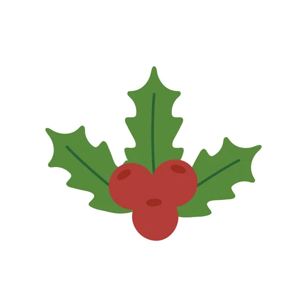 Holly berry deja un icono de decoración de chirstmas. — Vector de stock