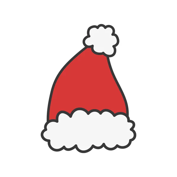 Червоний Санта капелюх аксесуар головний убір значок — стоковий вектор