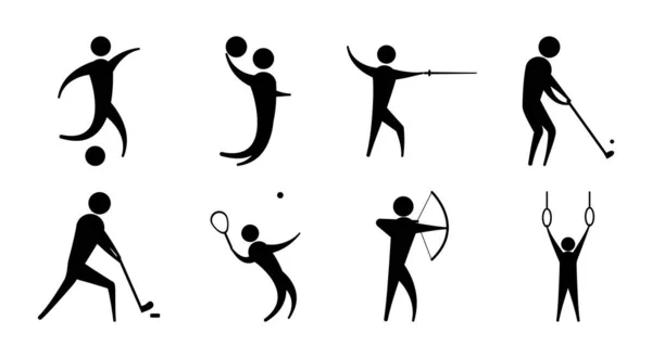 Silhouette people sport different activity icons set — Image vectorielle