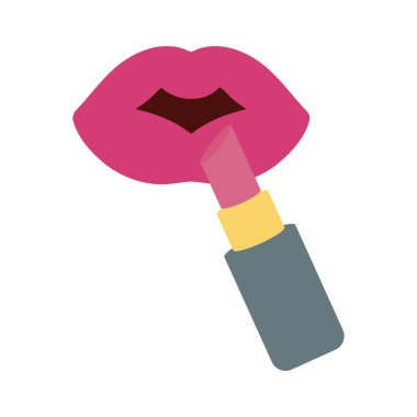 Beyaz arkaplanda makyaj dudakları ve ruj simgesi