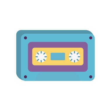 Beyaz arkaplanda retro klasik kaset müzik simgesi