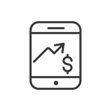 akıllı telefon şeması kar finans banka para simgesi kalın çizgi