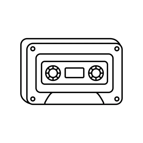 Retro clásico icono de la música cassette en blanco de fondo gruesa línea. — Vector de stock